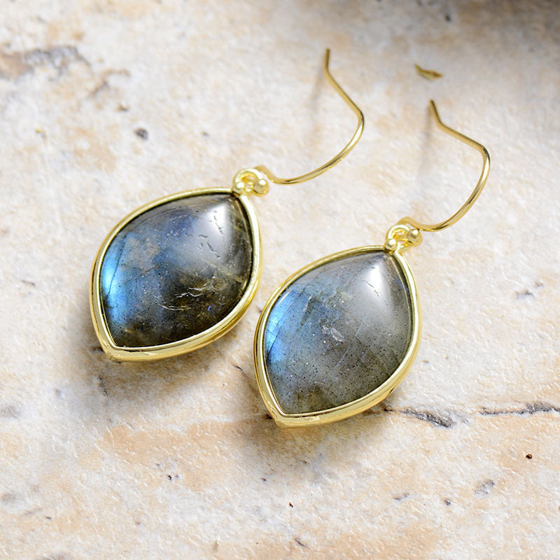 Copper Stone Teardrop Earrings